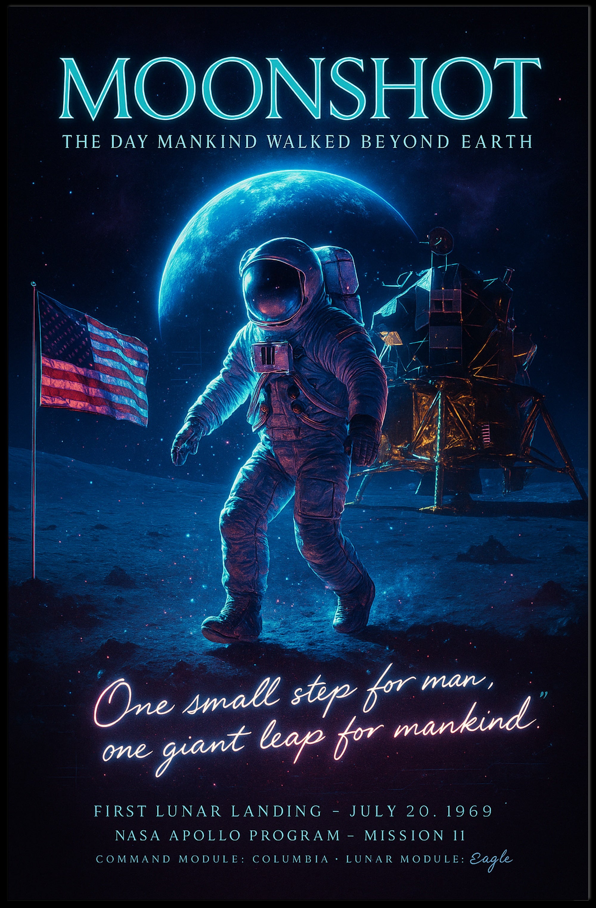 Moonshot โ First Lunar Landing Poster PosterGoat