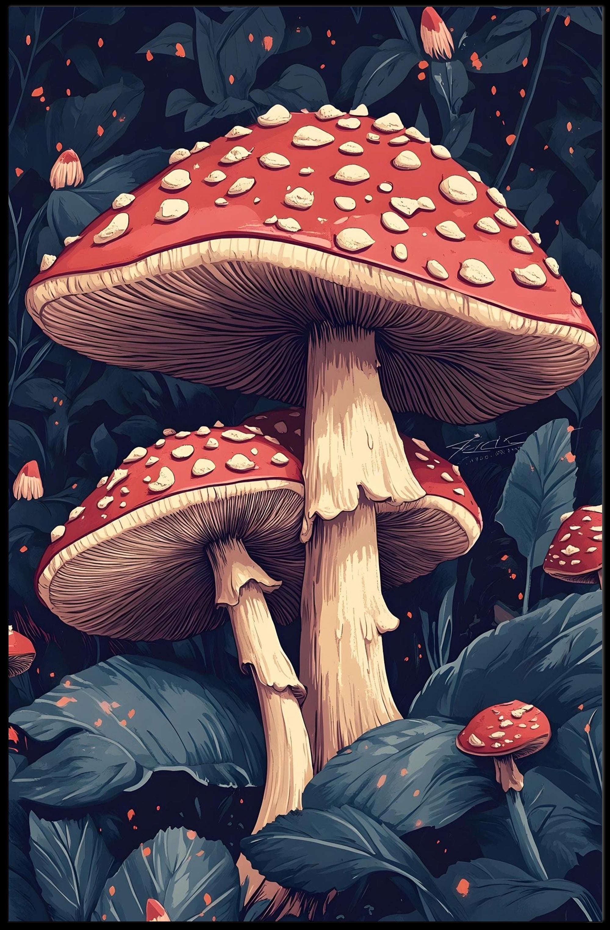 Enchanted Mushrooms Wall Art Print Decor