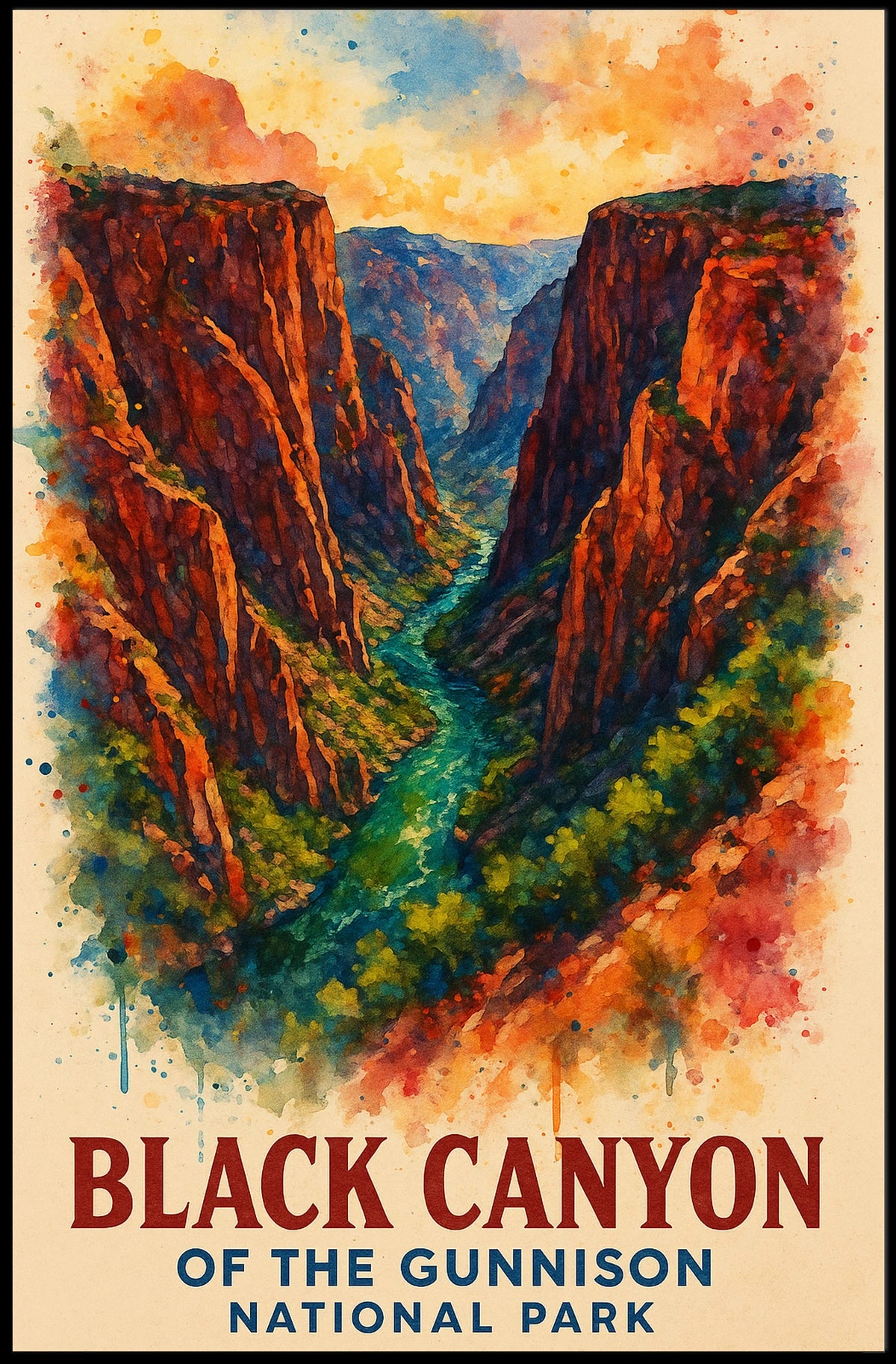 Black Canyon Watercolor Adventure Art Print