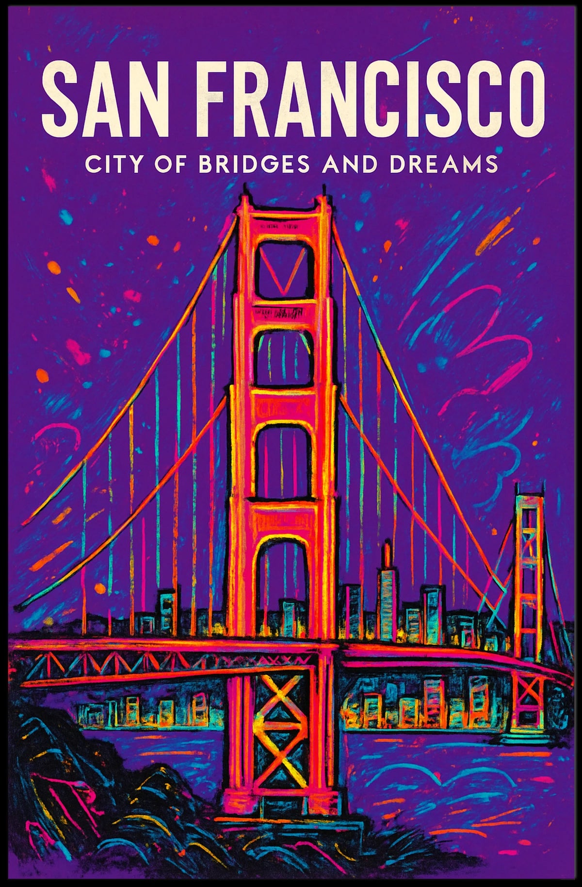 San Francisco City of Bridges and Dreams Poster