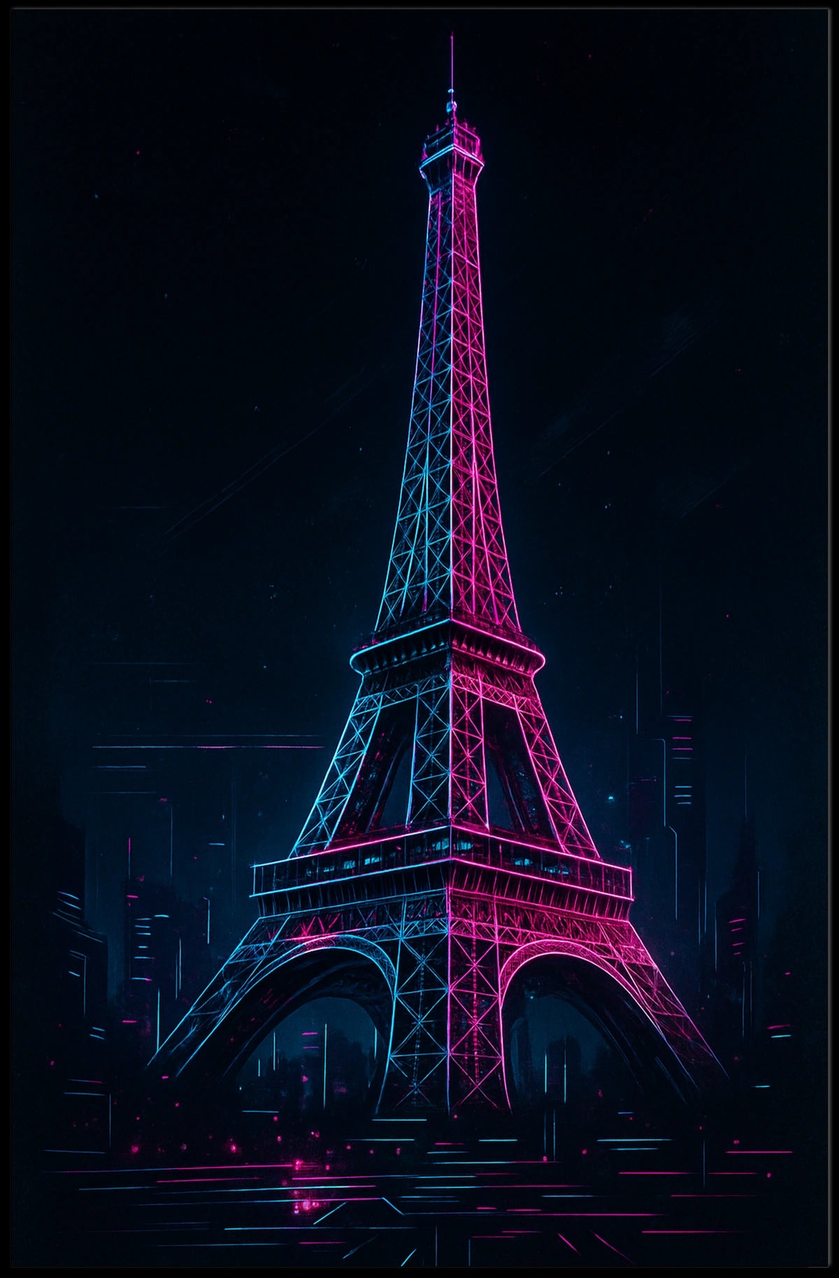 Neon Eiffel Tower Poster