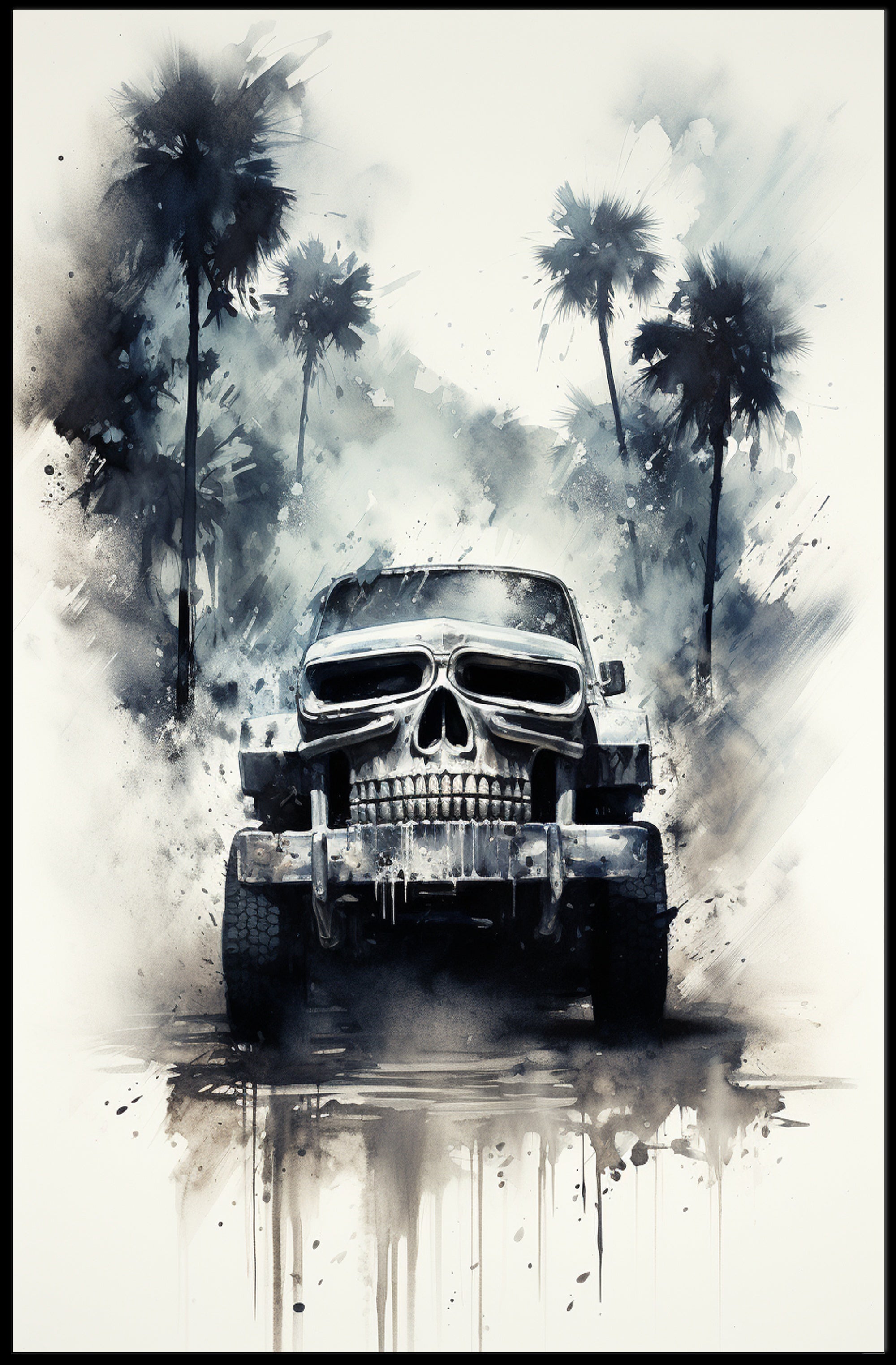Skull Cruiser In The Mist Poster