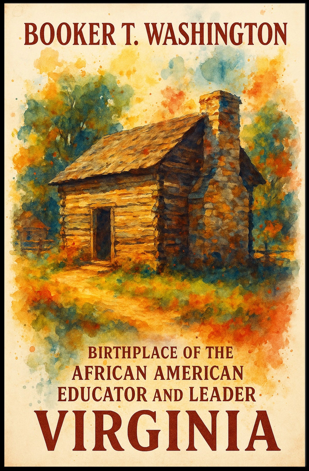 Booker T. Washington Virginia Birthplace Commemorative Poster