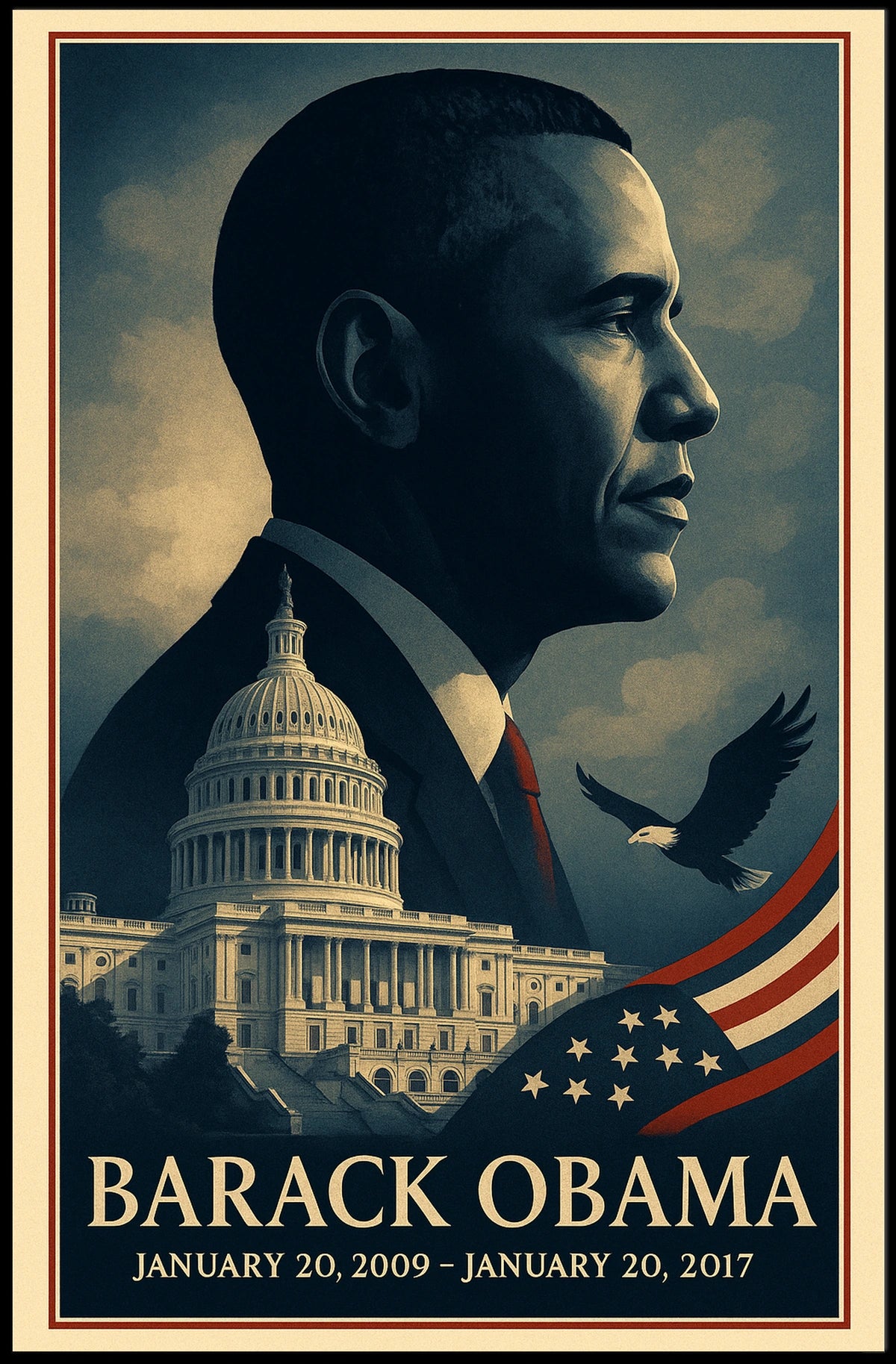 Prominent Figure with Capitol & Eagle Political Poster