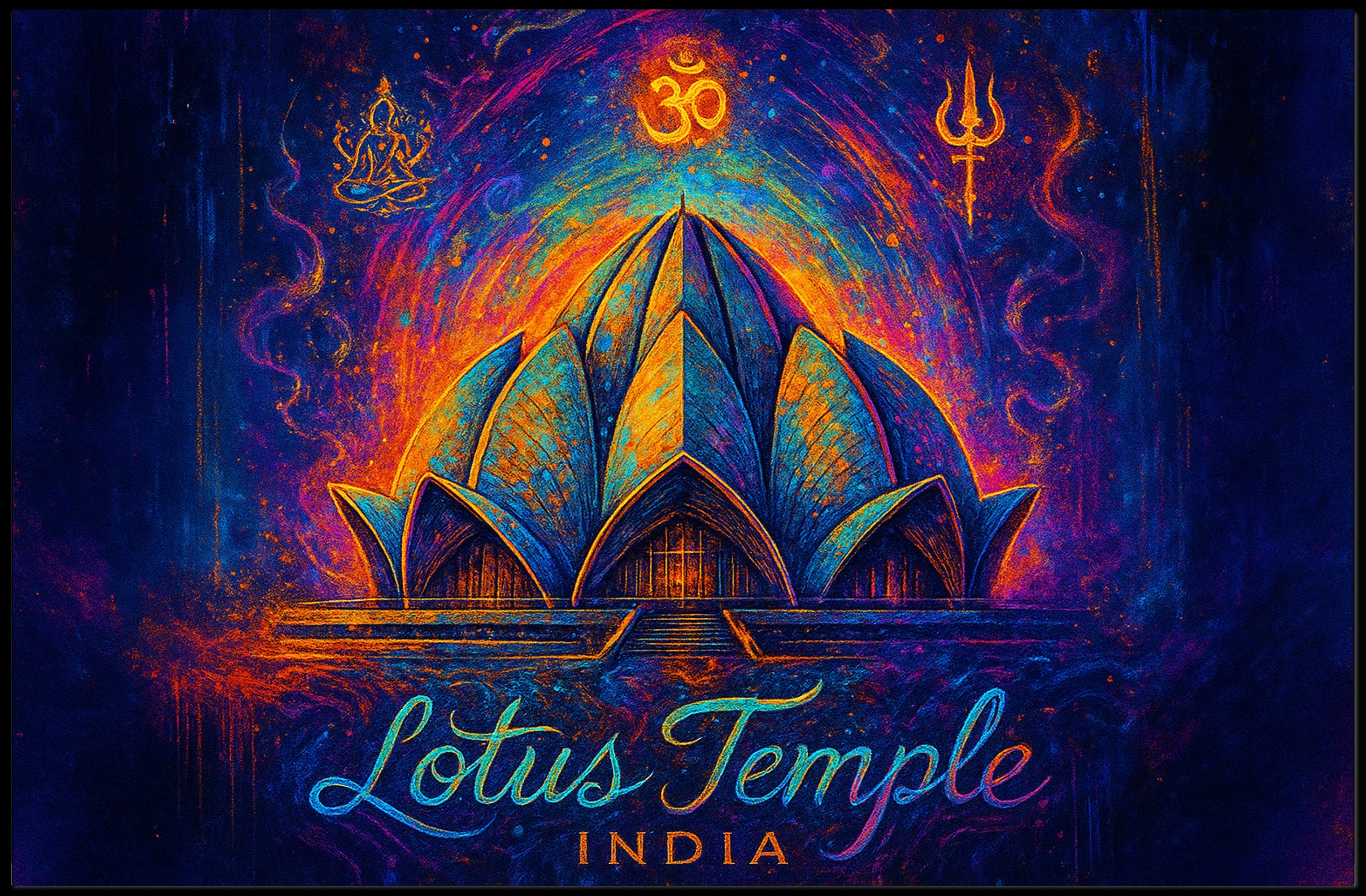 Lotus Temple India Travel Poster Art Print
