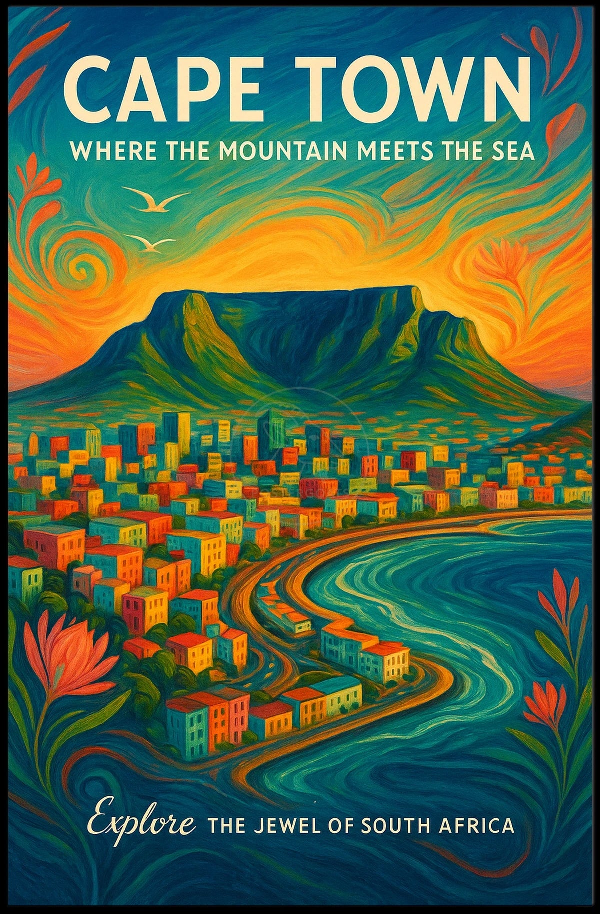 Cape Town Table Mountain Travel Poster