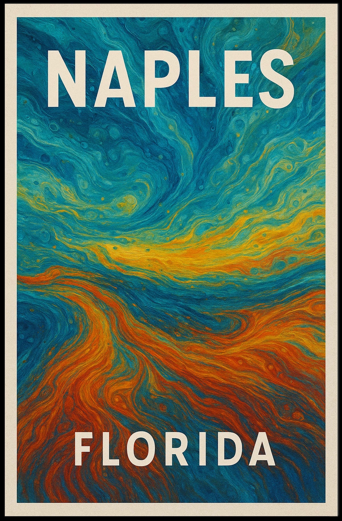 Naples Florida Coastal Poster Wall Art Cityscape Sunlit