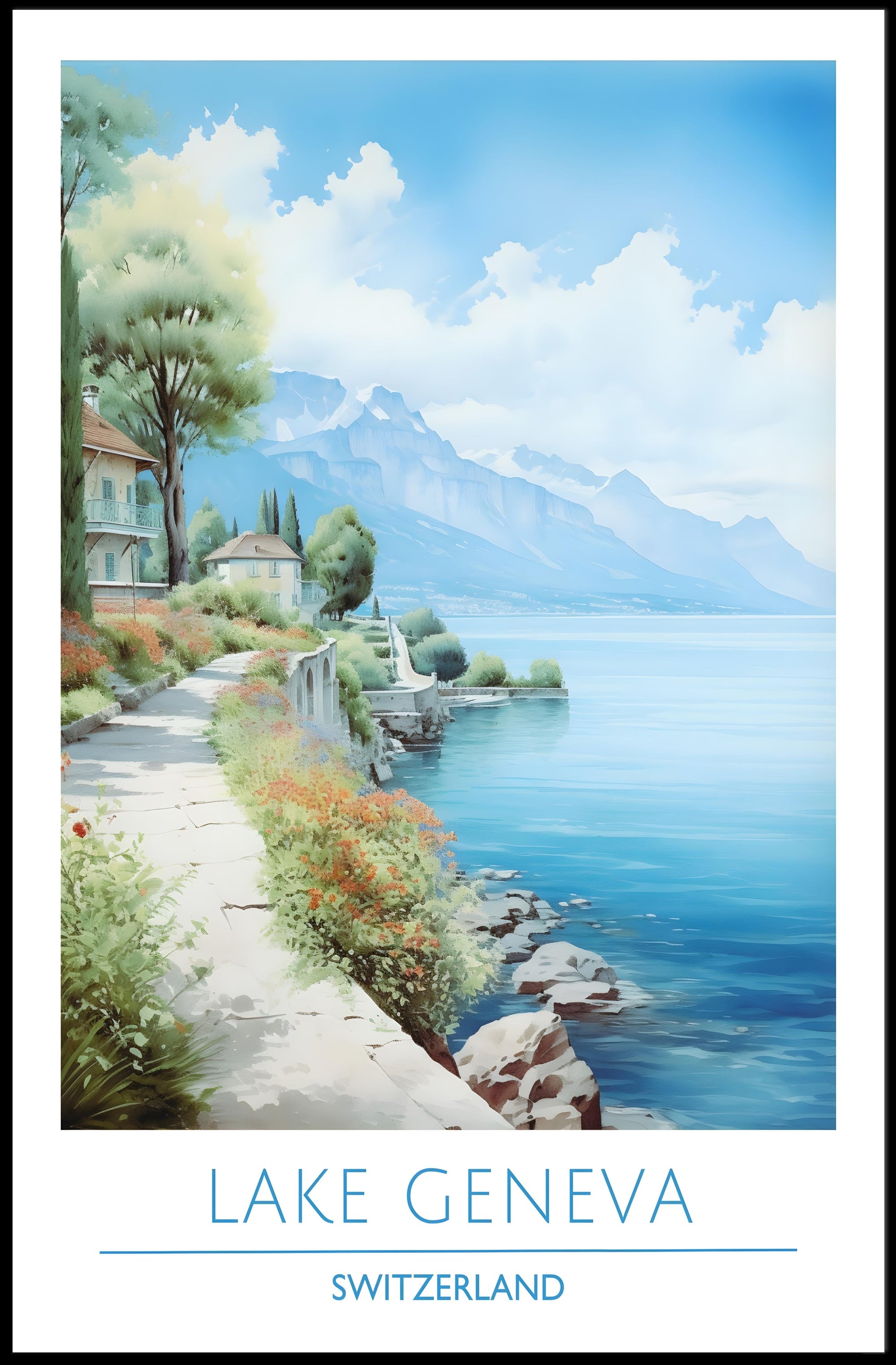 Tranquil Beauty of Lake Geneva Poster