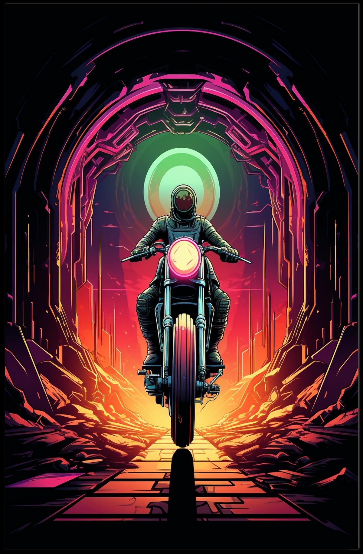Journey Through the Neon Tunnel Poster