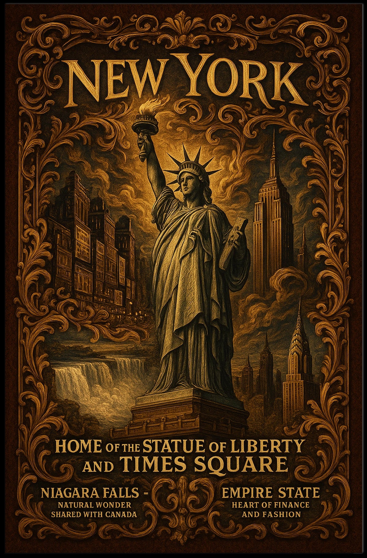 New York City Landmarks And Towers Poster Vintage Wall Art