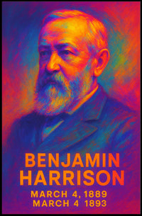 Benjamin Harrison 23rd President of the United States Neon Gradient Overlay Poster