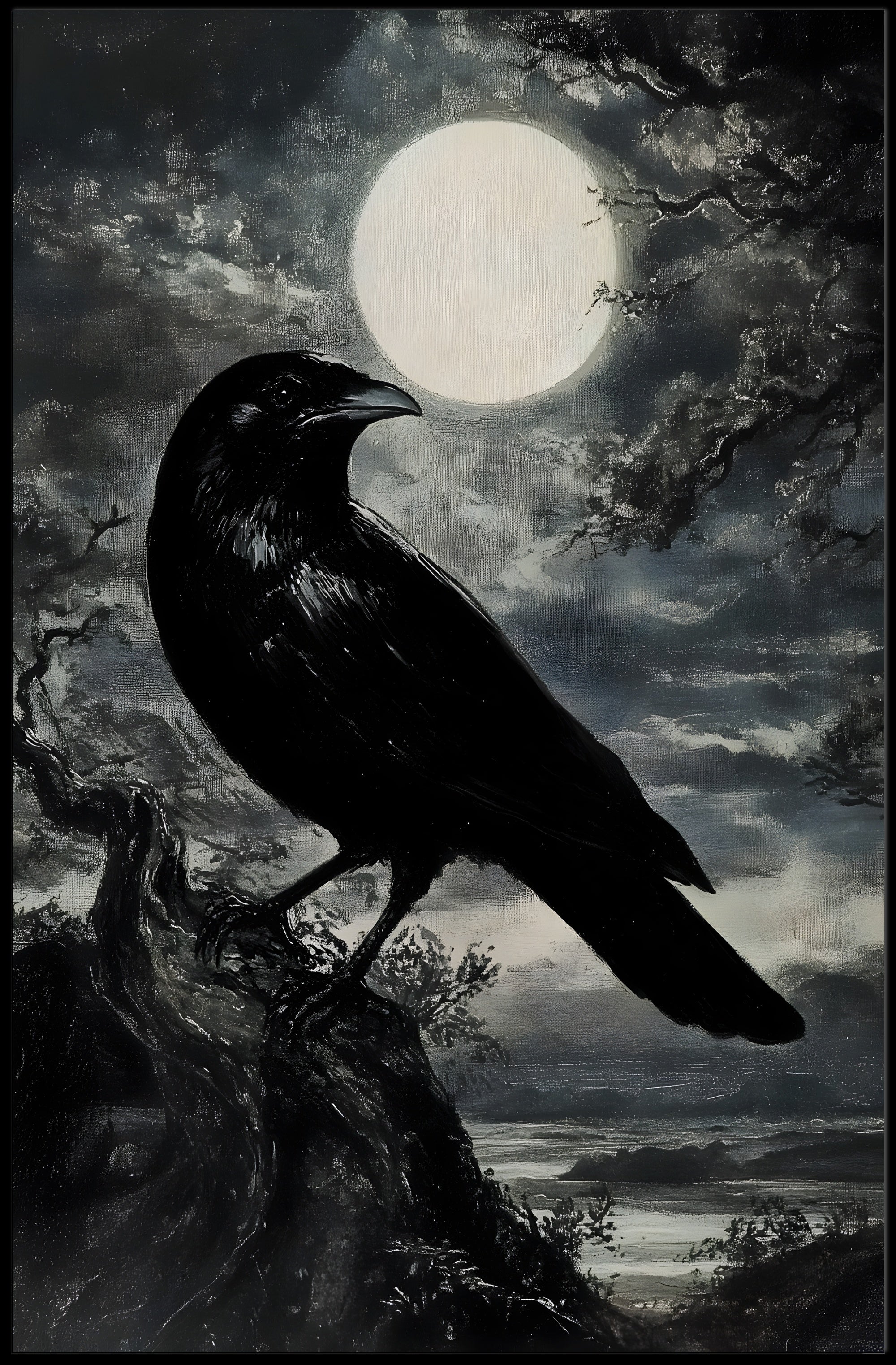 Mystical Crow in Moonlight Animal Poster PosterGoat