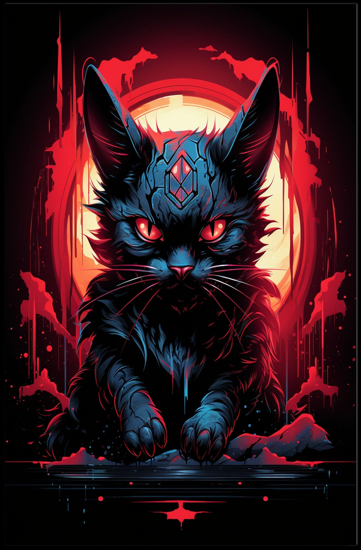 Mystical Cat Poster: Surreal Fantasy Art Print