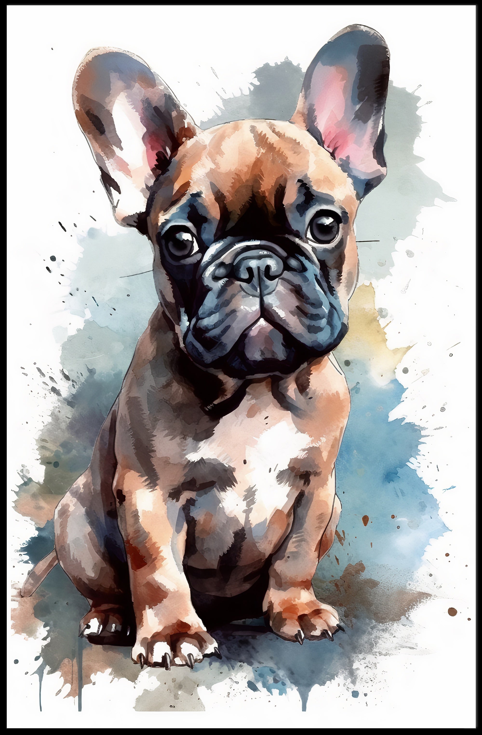 French Bulldog Watercolor Poster Wall Art