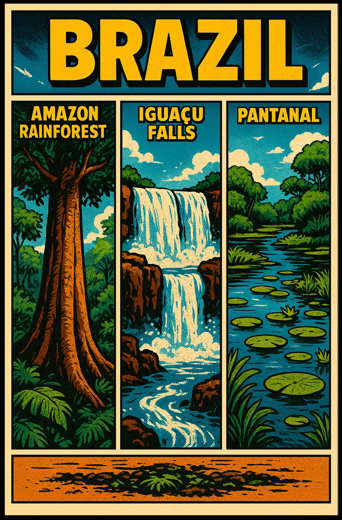 Brazil's Iconic Natural Wonders Vintage Poster