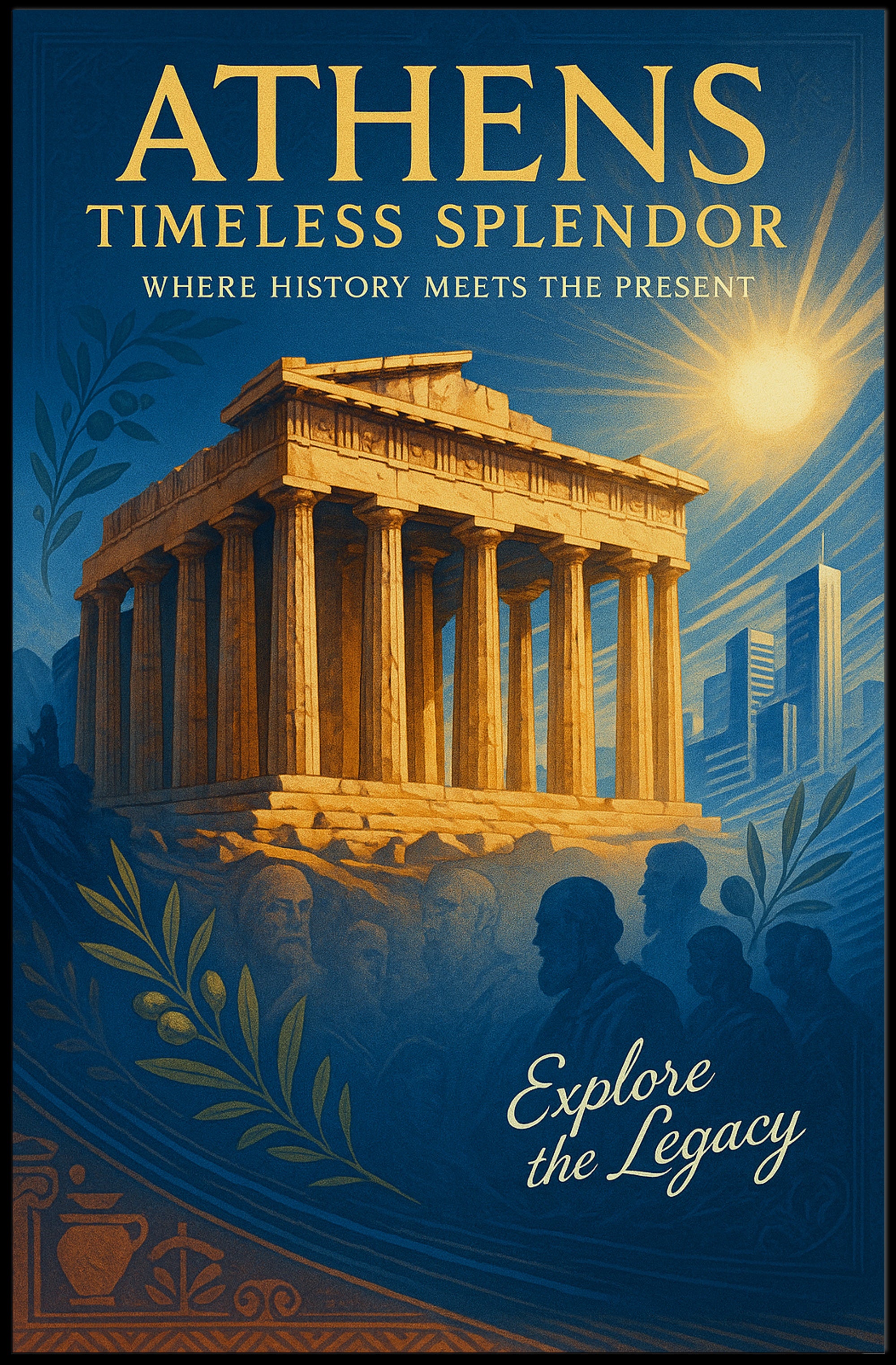 Athens Parthenon Vintage Travel Inspiring Cultural or Heritage Poster