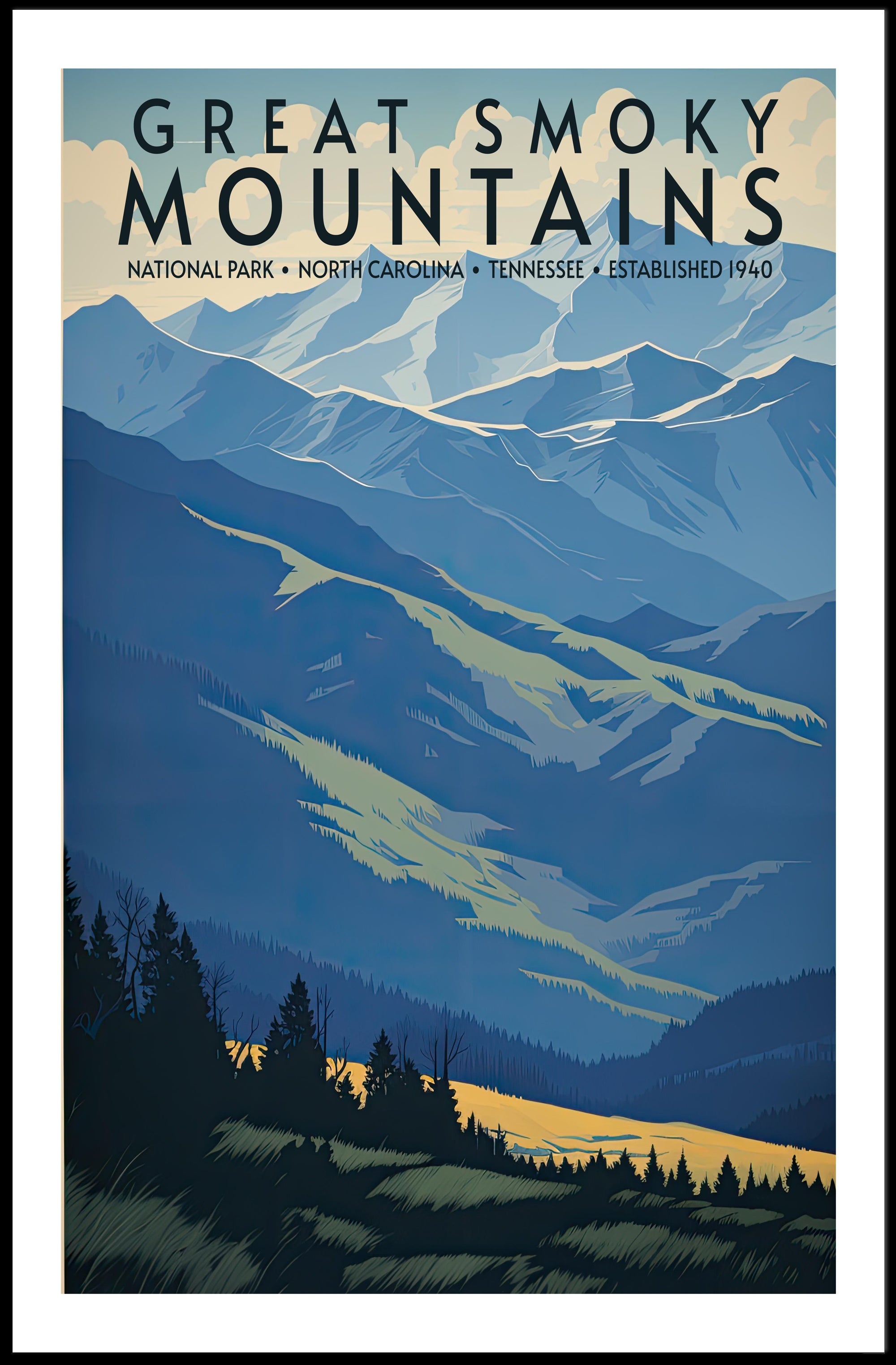 Great Smoky Mountains Scenic Poster Wall Art