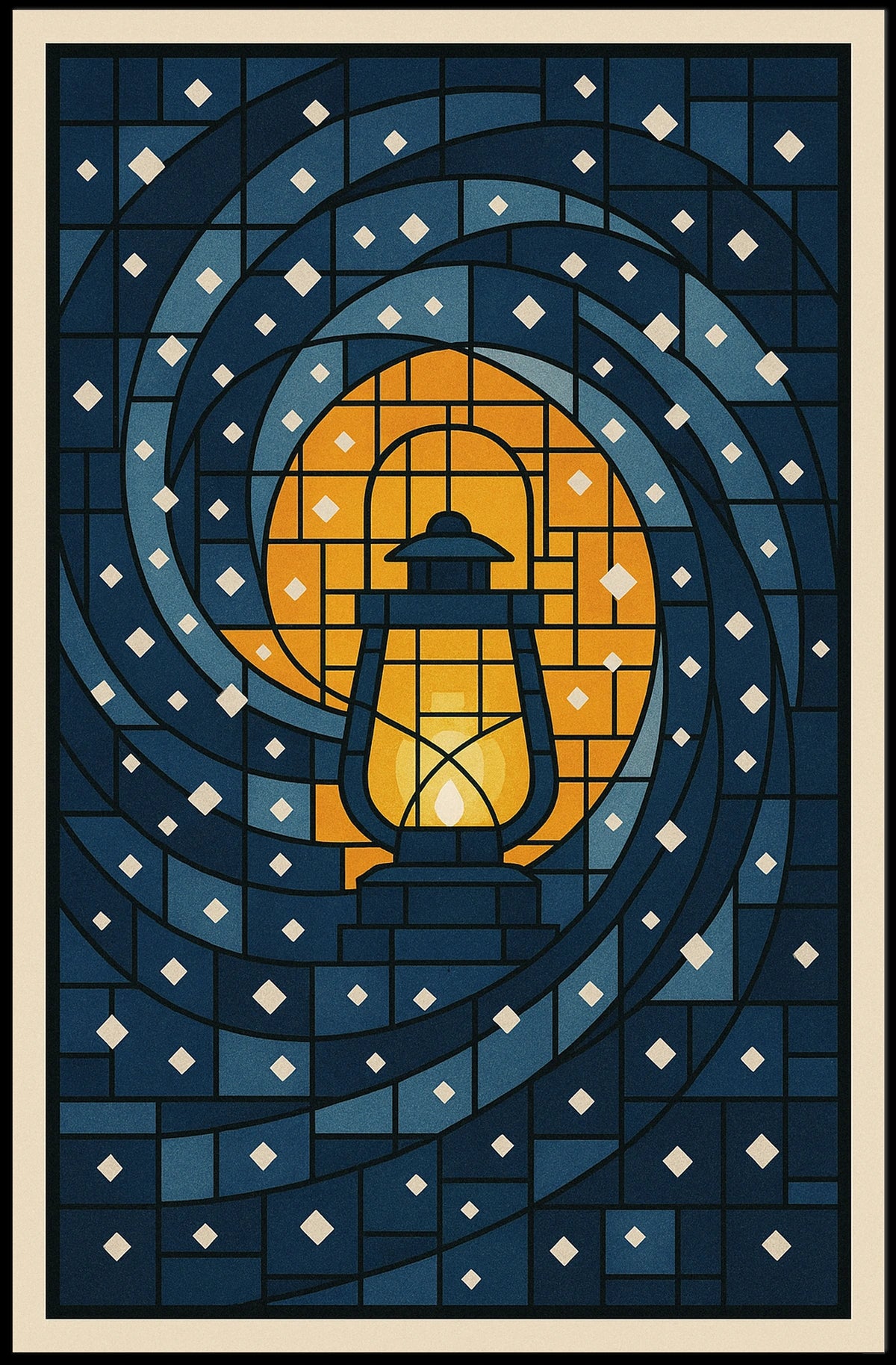 Lantern In The Night Sky Poster