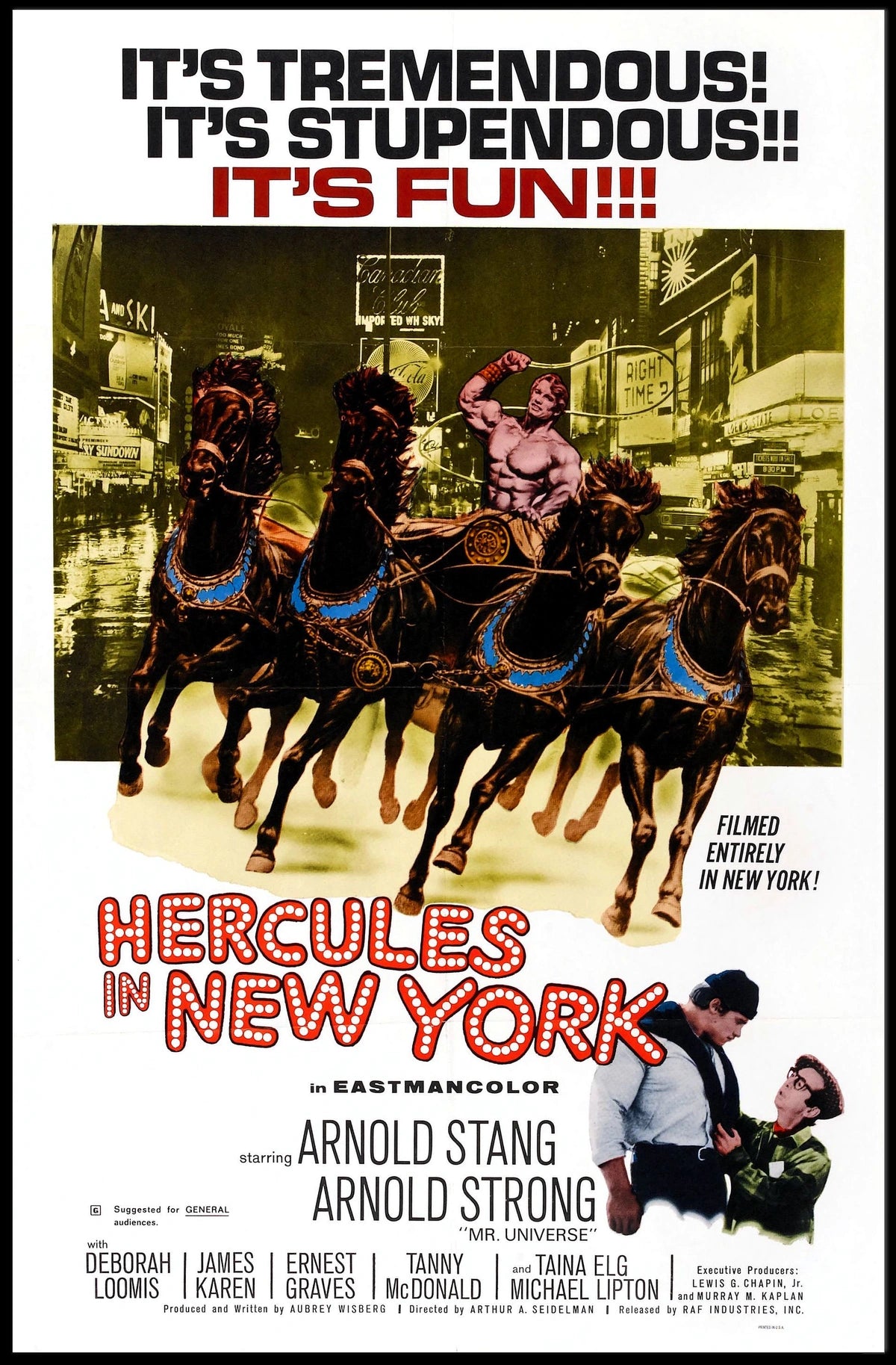 Hercules Conquers New York Mythology Poster Retro Wall Art