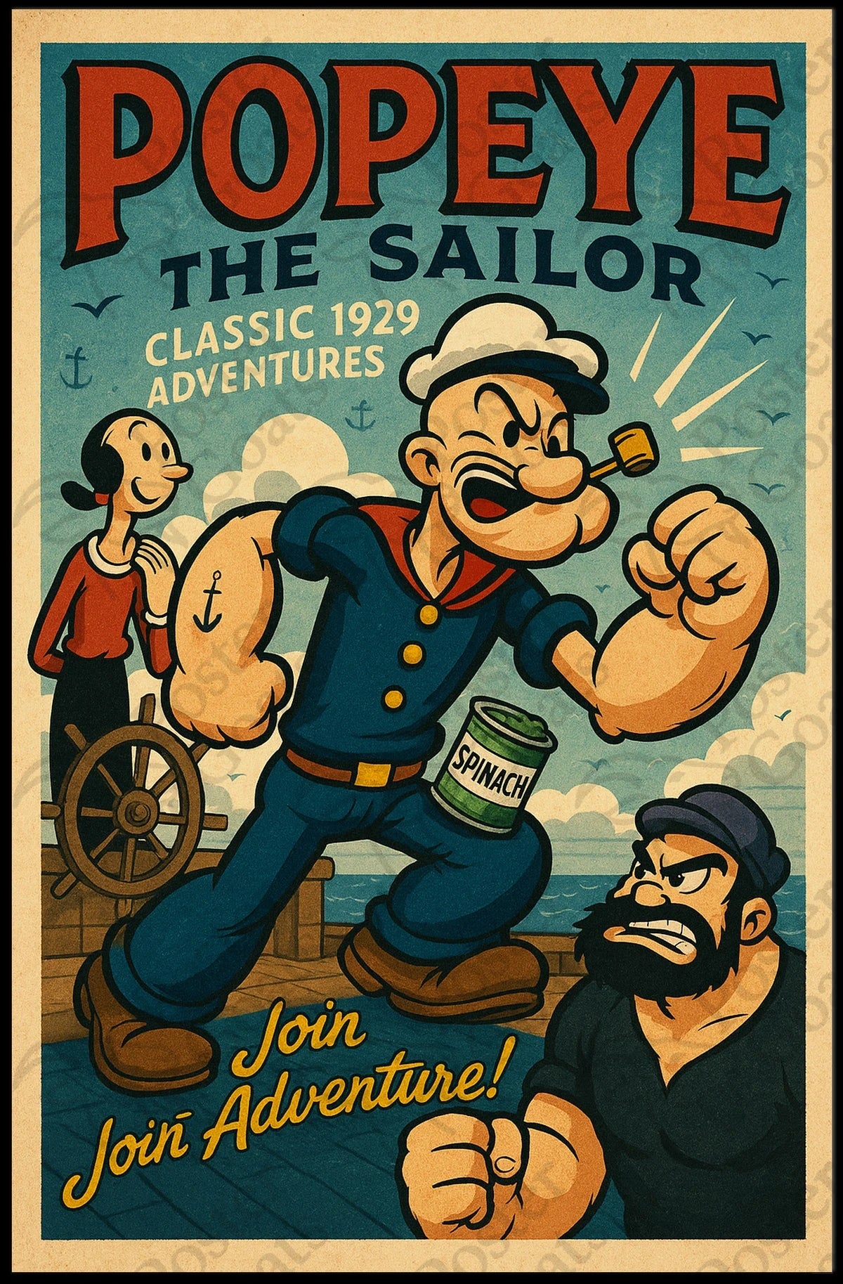 Cartoon Sailor Adventure: Vintage Pop Culture Poster