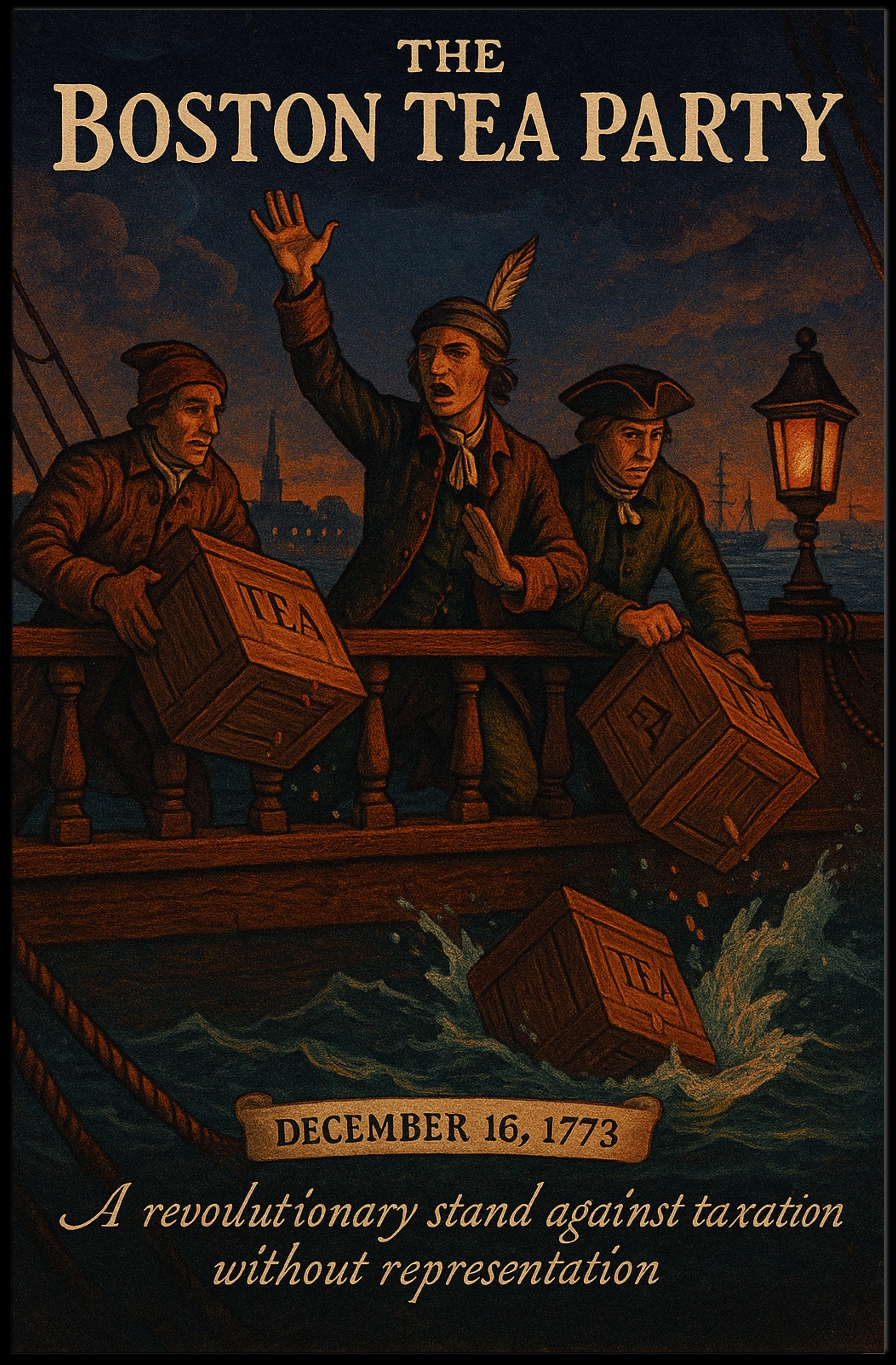 Boston Tea Party Vintage Poster Wall Art