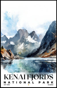 Kenai Fjords Watercolor Wall Art Poster