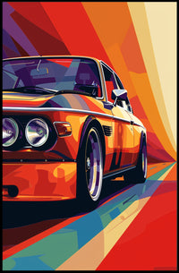 Classic Car Pop Art Poster in Vibrant Illustration PosterGoat