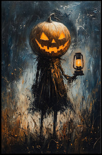 Spooky Scarecrow Halloween Night Artistic Poster