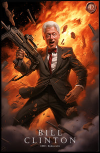 Bill Clinton Funny President Cartoon Poster