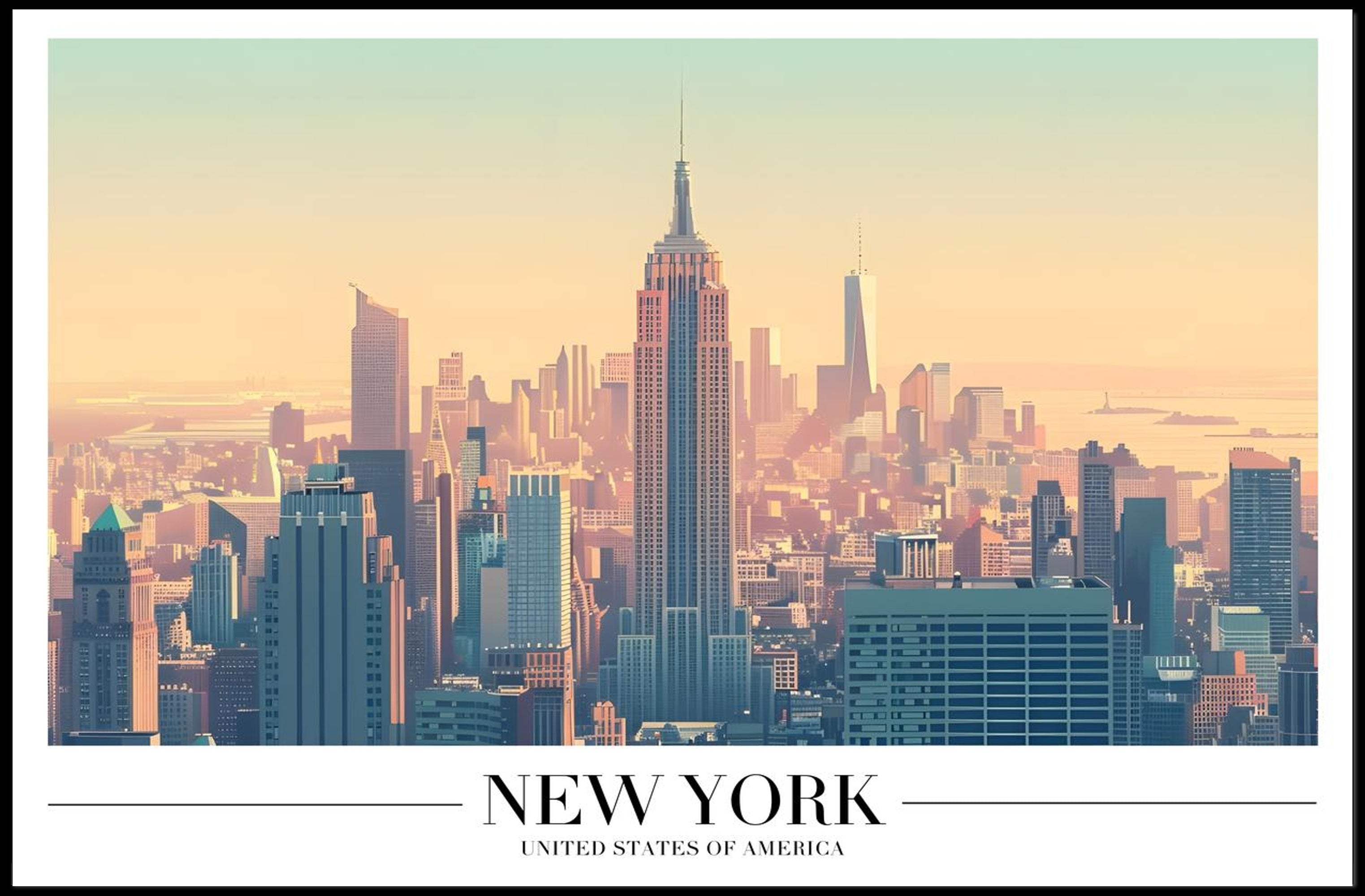 New York City Skyline Illustration Urban or Cityscape Poster