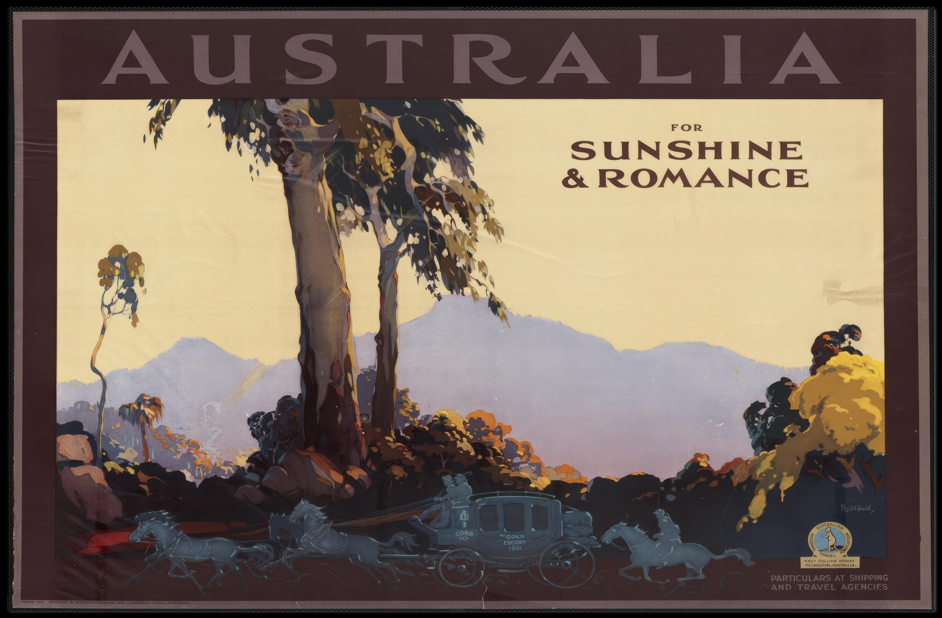 Australia Romantic Getaway Vintage Poster PosterGoat