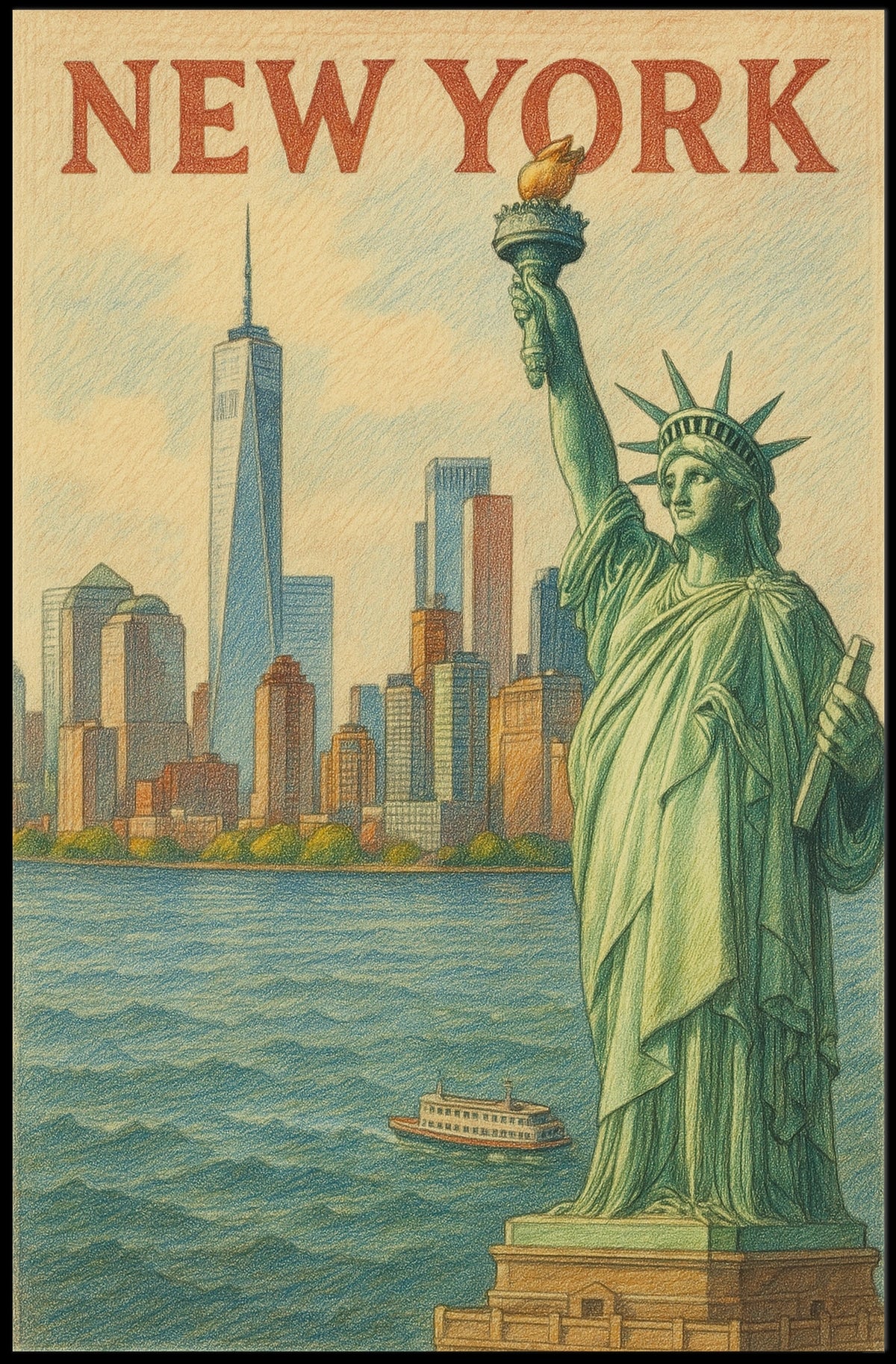 New York Cityscape Poster Urban Wall Art 18x24 Inches