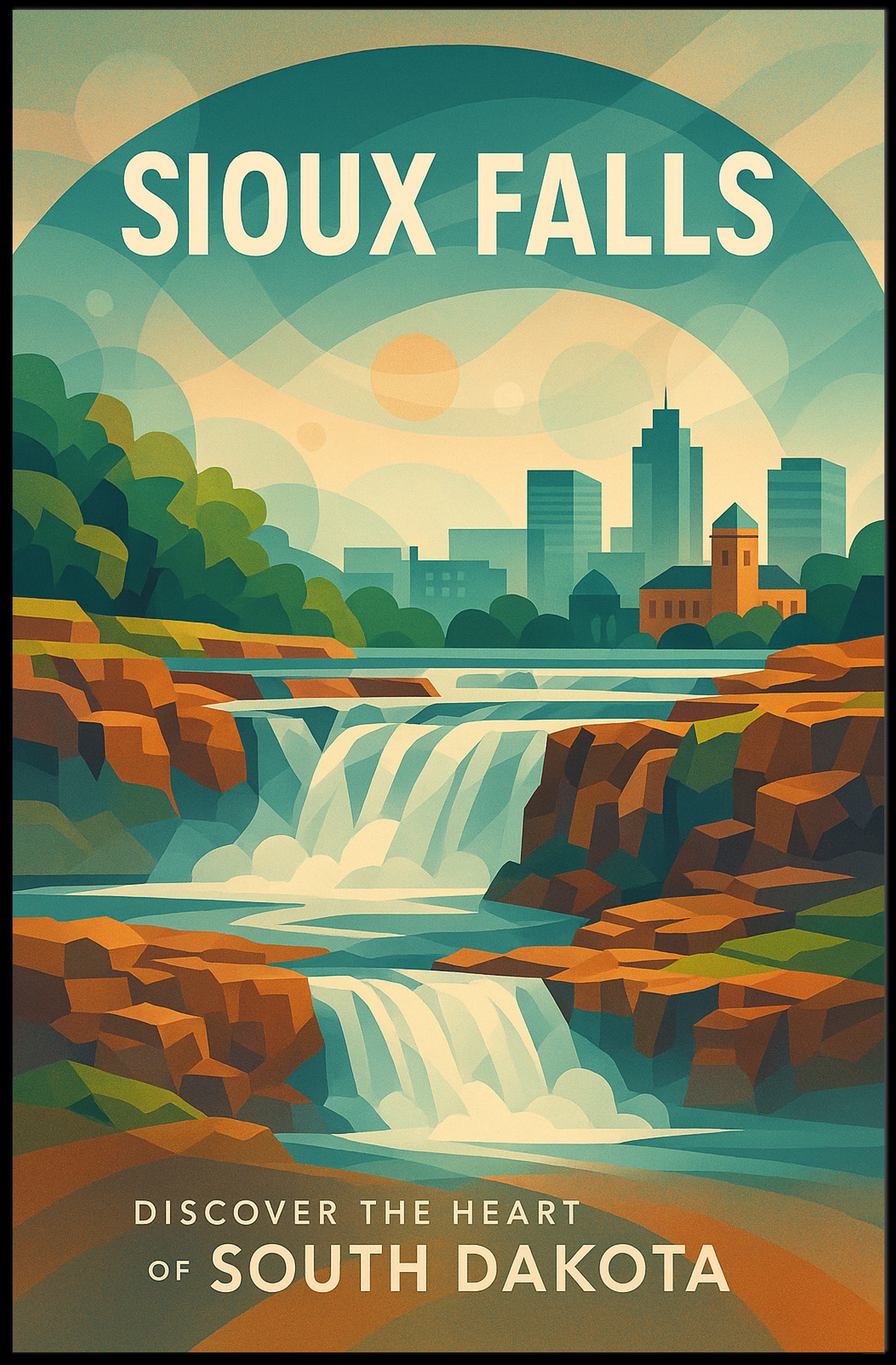 Sioux Falls Travel Adventure Art Poster PosterGoat