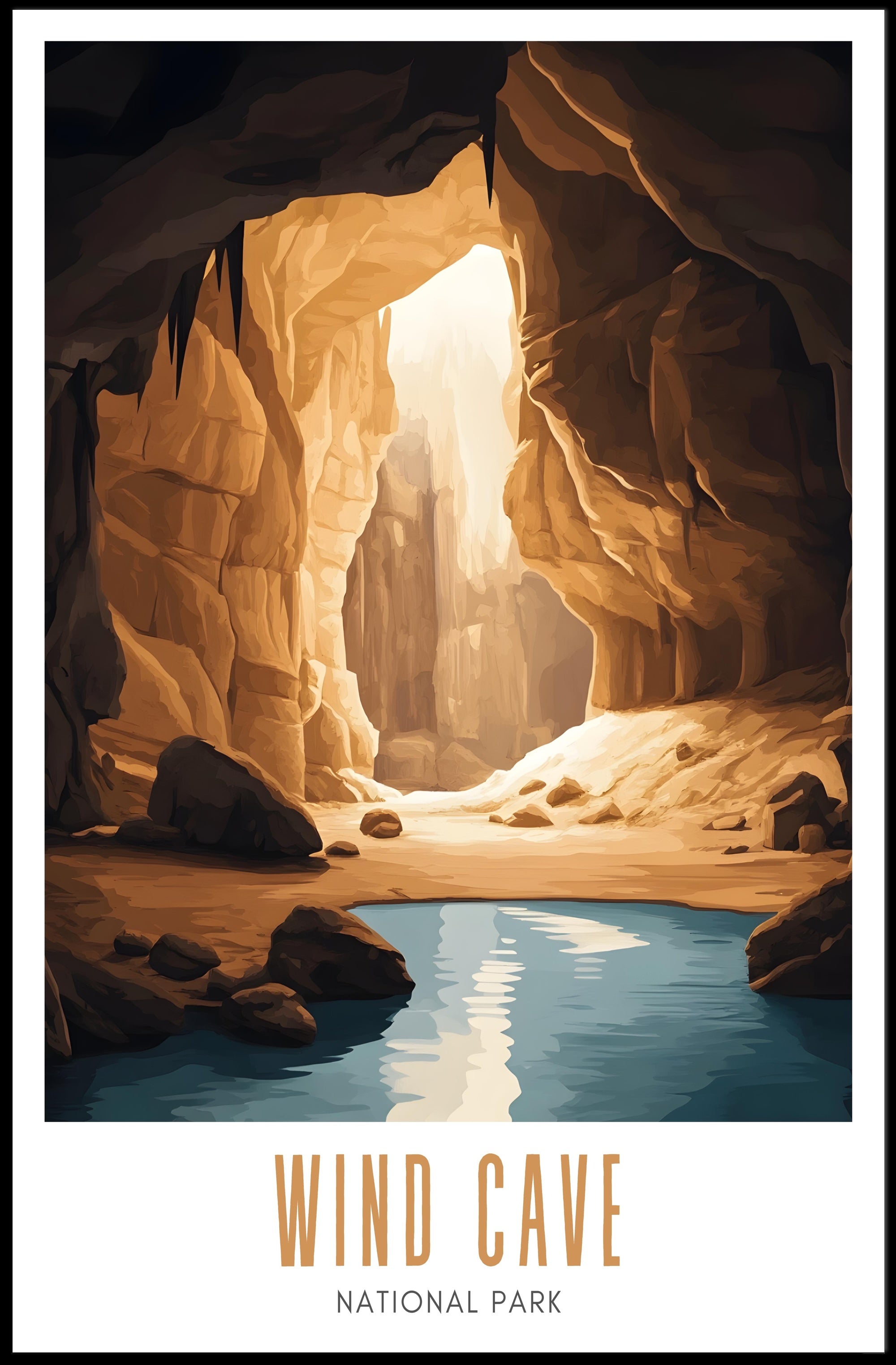 Wind Cave National Park Vintage Travel Poster Print