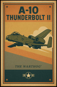 A-10 Thunderbolt II Vintage Military Aircraft Poster