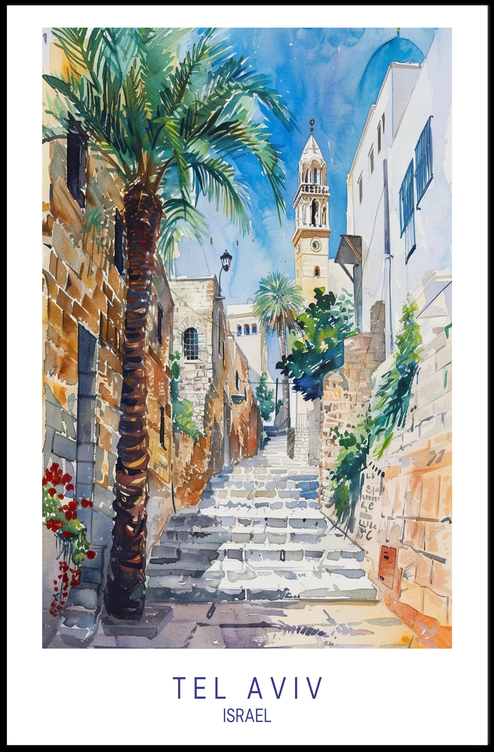 Tel Aviv Streetscape Poster PosterGoat