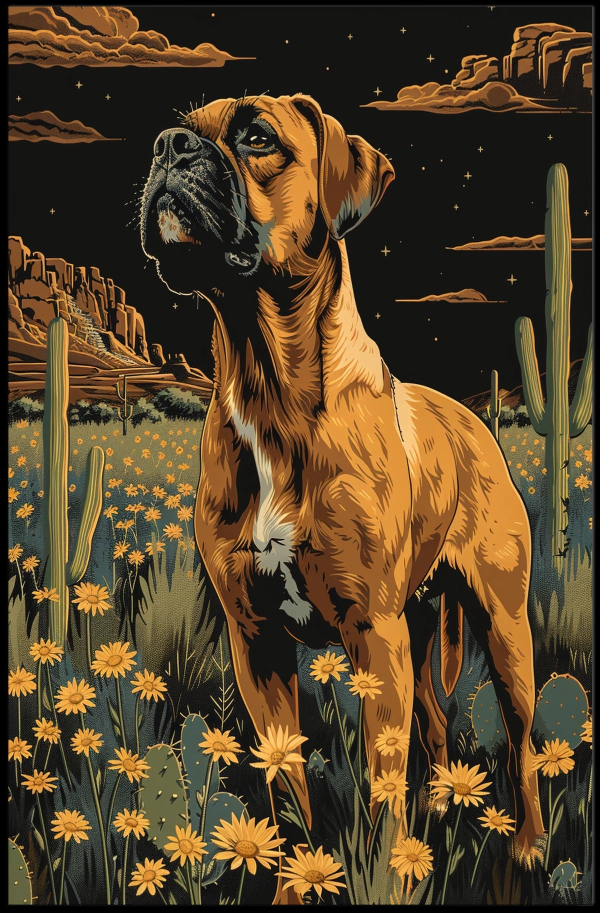 Majestic Canine In Desert Bloom Poster