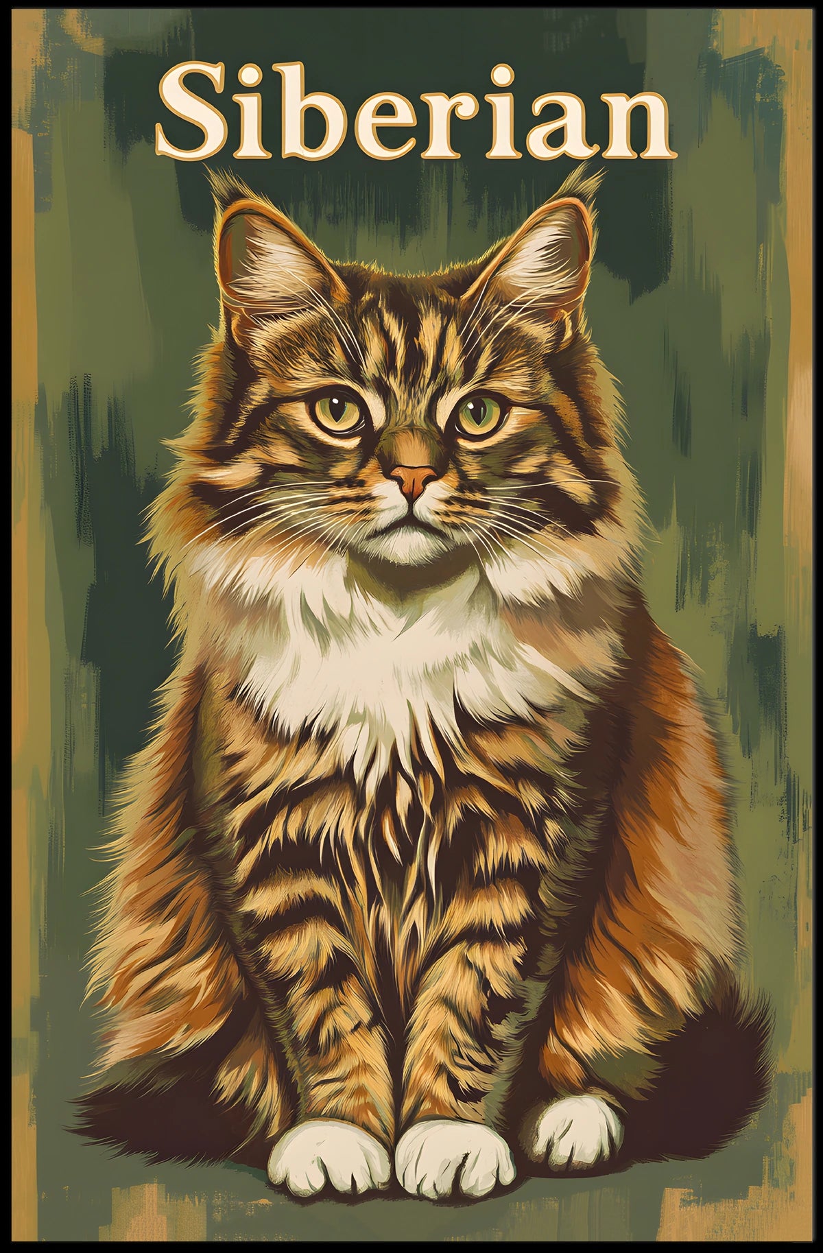 Siberian Cat Portrait Realistic Photography Poster
