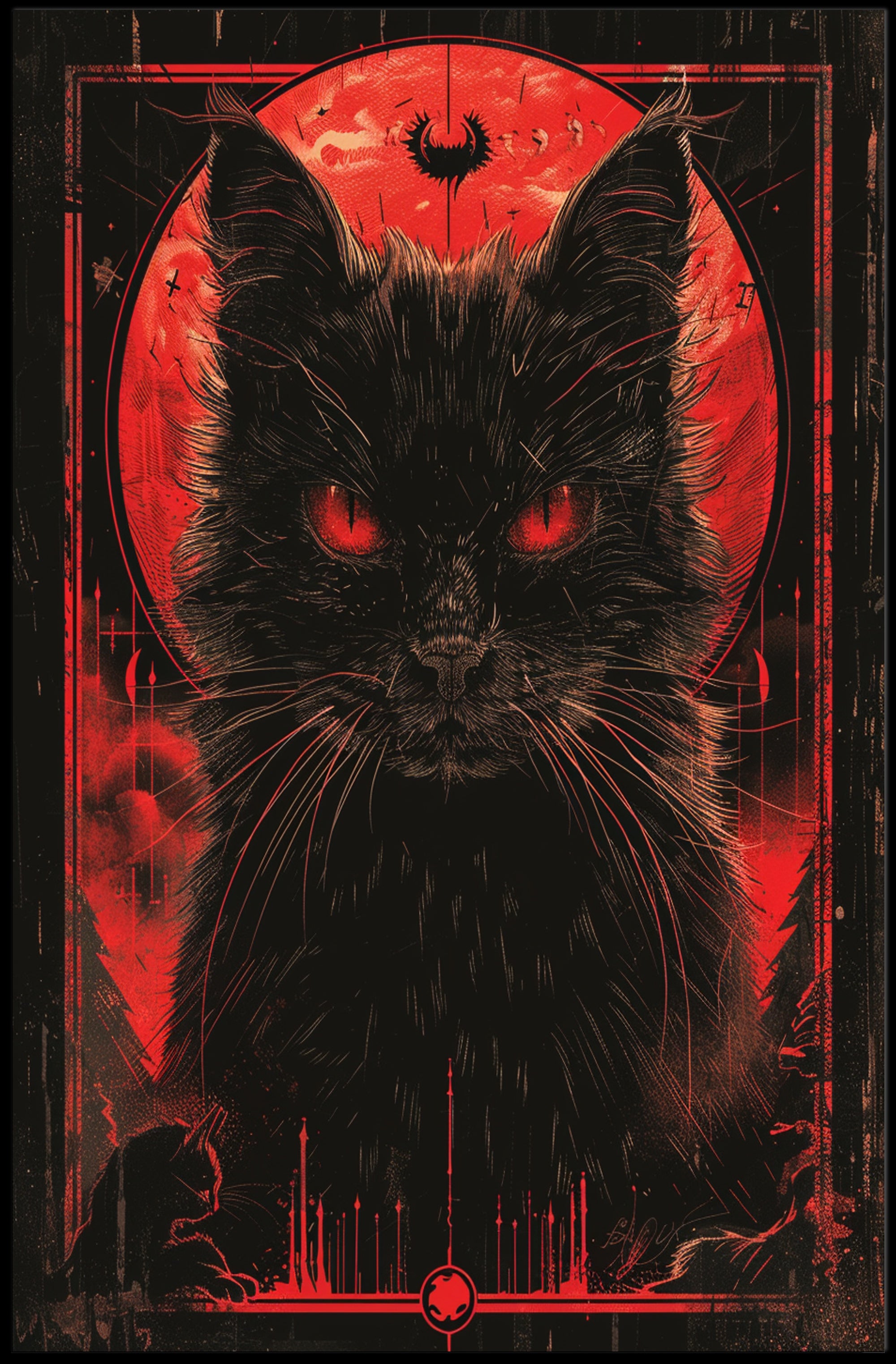The Enigmatic Feline Art Print Poster for Home Decor and Cat Lovers PosterGoat