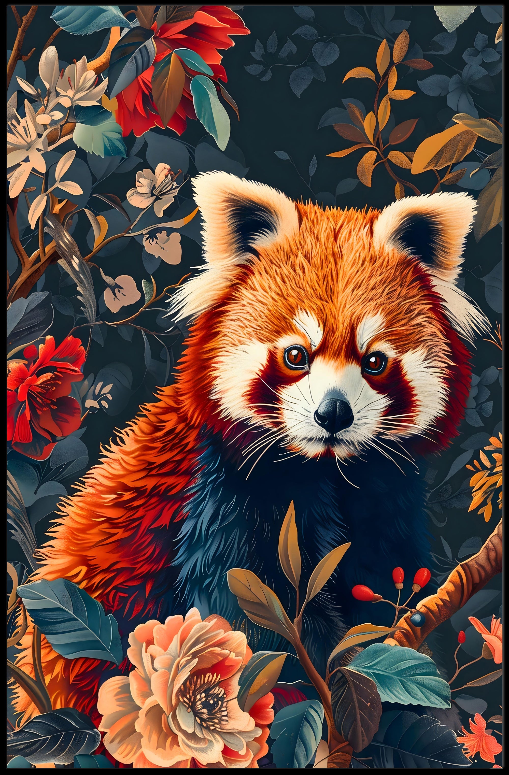 Red Panda Nature Whimsy: Stunning Vibrant Animal Poster