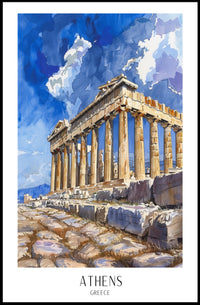 Parthenon Watercolor Poster: Vibrant Greek Travel Art PosterGoat
