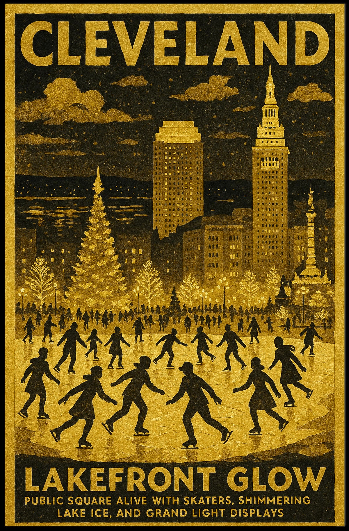 Cleveland Lakefront Glow Poster