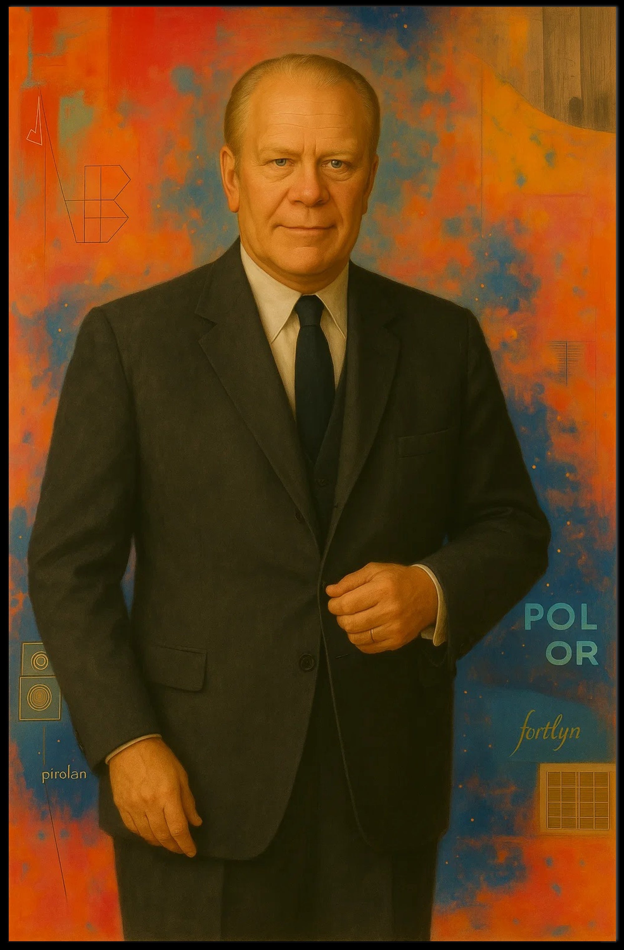 Vibrant Abstract Geometric Man in Suit Artistic Poster