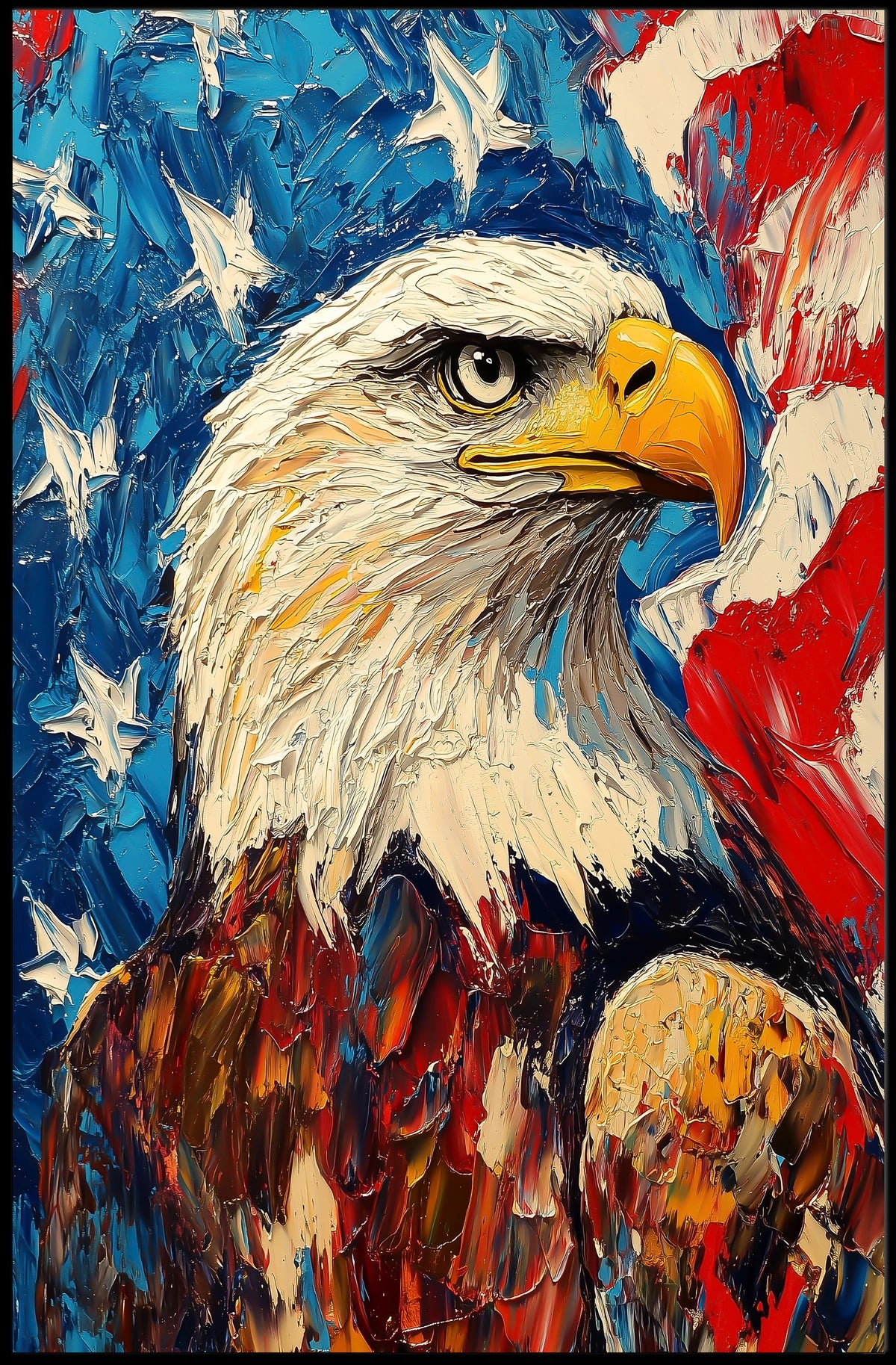 Eagle With Red White And Blue Abstract Background Poster