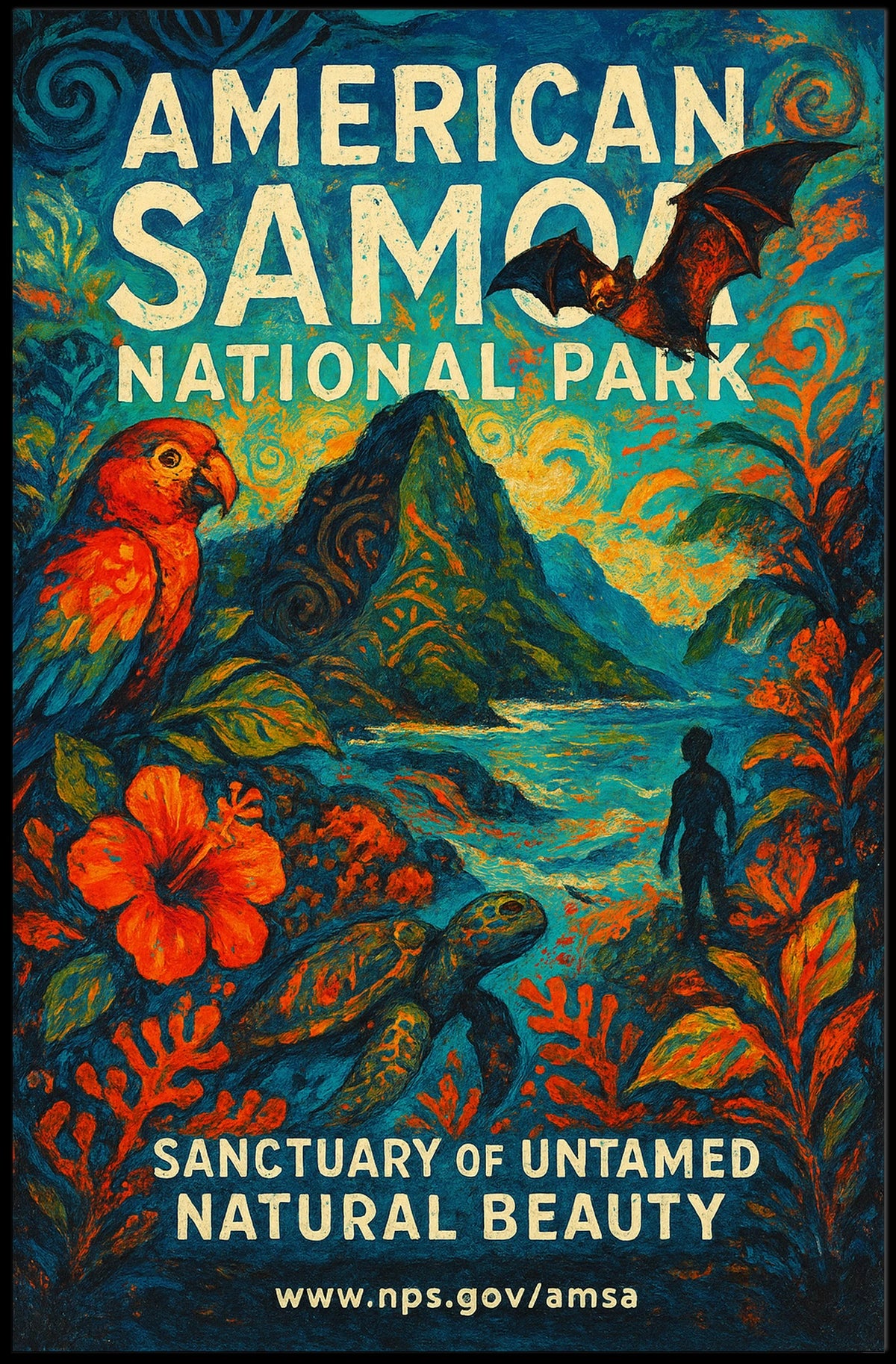 Vibrant Wildlife American Samoa National Park Poster
