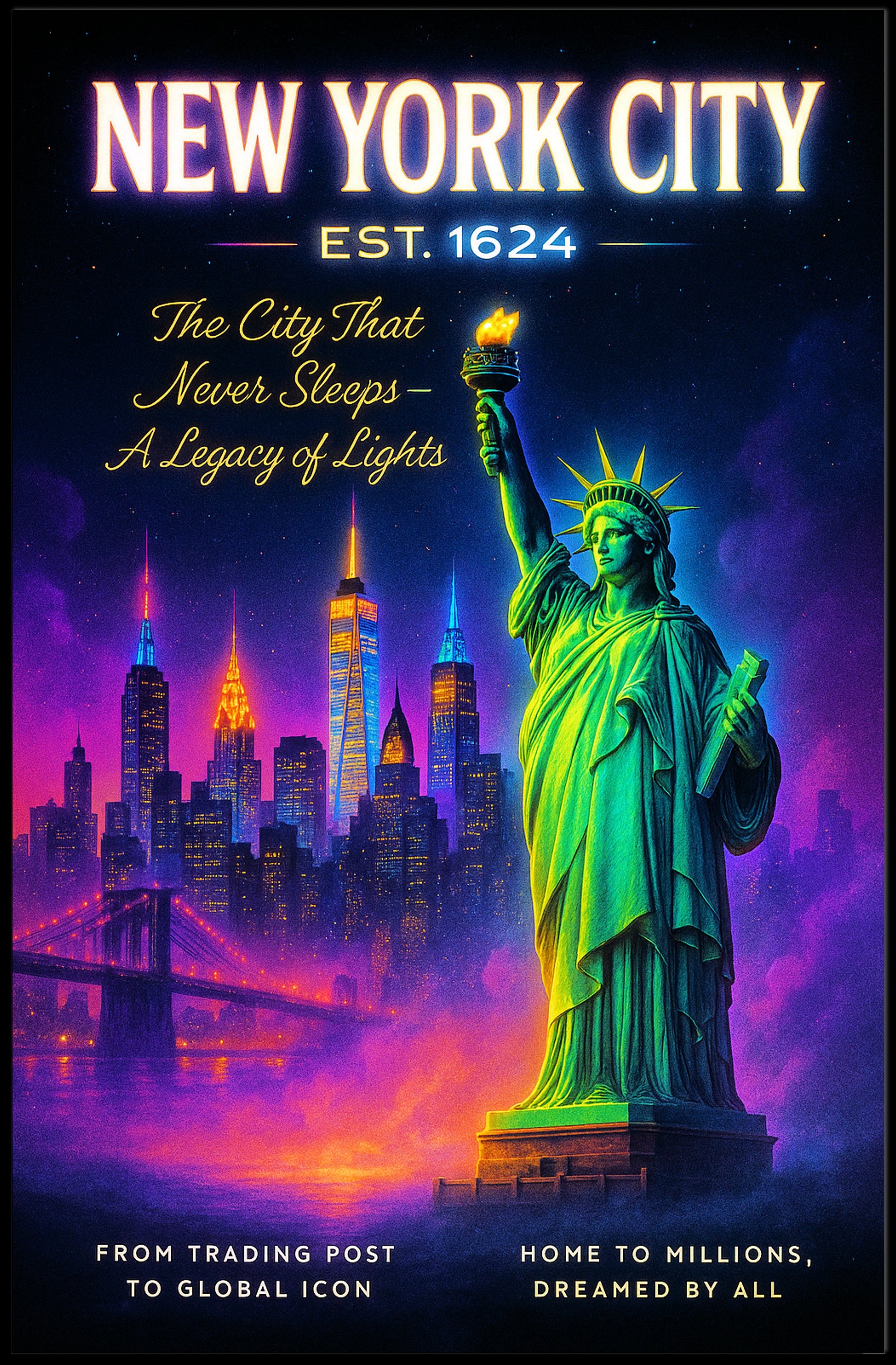 New York City A Legacy of Lights Poster PosterGoat
