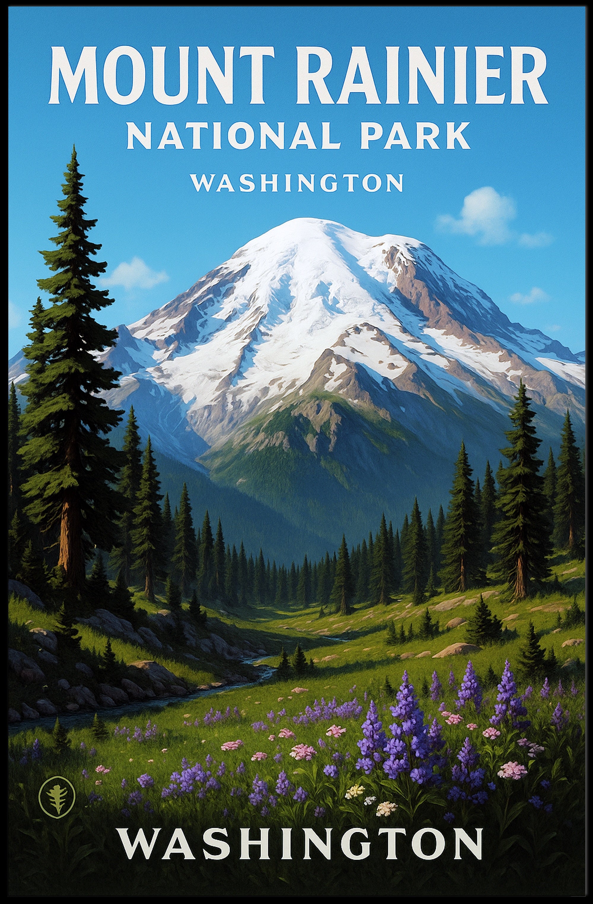 Mount Rainier National Park Poster PosterGoat