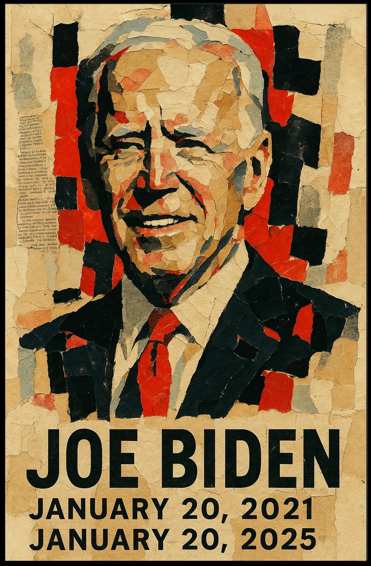 Joe Biden 46th President of the United States Layered paper Collage Poster