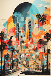 Urban Oasis Los Angeles Cityscape Abstract, Artistic Poster