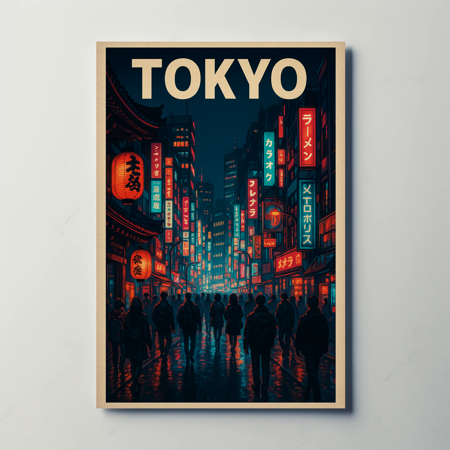 Tokyo Neon Night Street Travel Poster